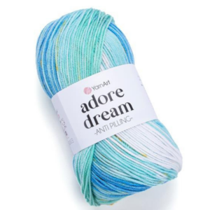YarnArt Adore Dream 1059 menta/kék/mustár 100 g
