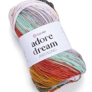 YarnArt Adore Dream 1069 rozsda/khaki/türkiz 100 g