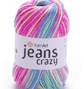 YarnArt Jeans Crazy 7205 rózsaszín/sárga/kék 50 g
