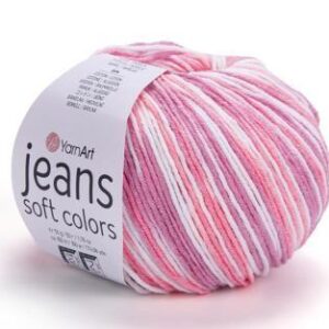 YarnArt Jeans Soft Colors 6206 pink/fehér 50 g